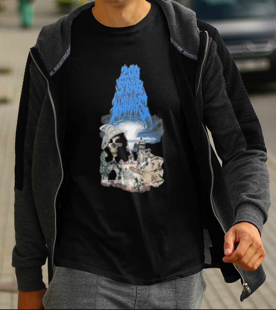 Down Right Merch 200 Stab Wounds Grim Reaper Skull Lighthouse Scene T-Shirt