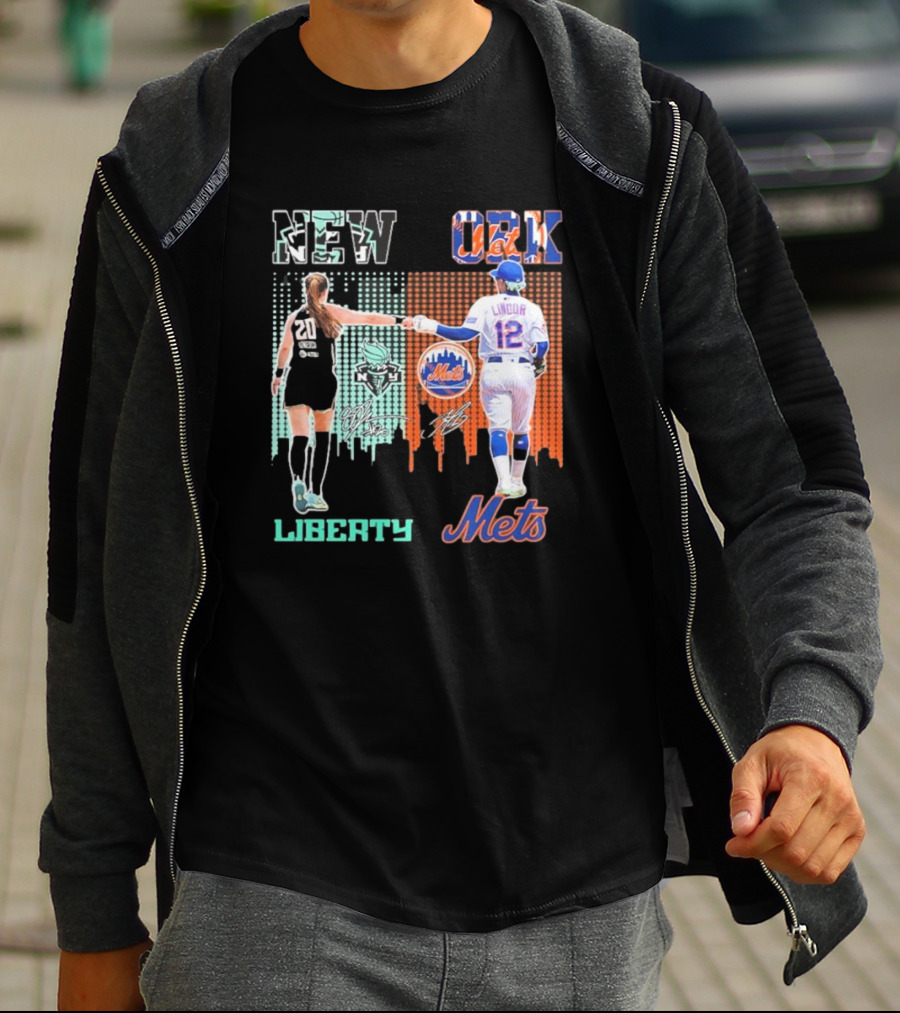 New York Liberty Ionescu Mets Francisco Lindor Signatures T-Shirt