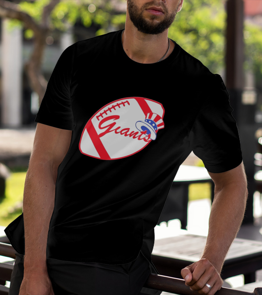 Giants Football Mashup With Yankees Hat NFL X MLB Collaboration T-Shirt