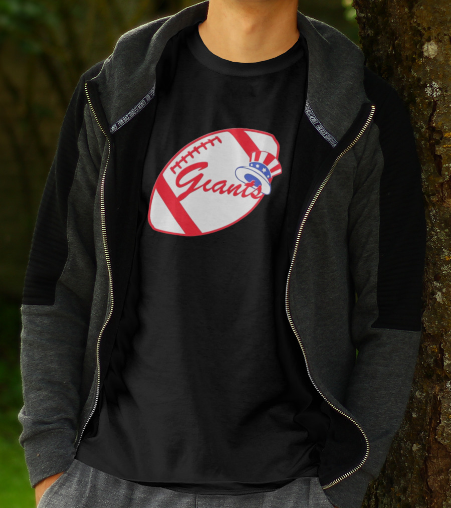 Giants Football Mashup With Yankees Hat NFL X MLB Collaboration T-Shirt