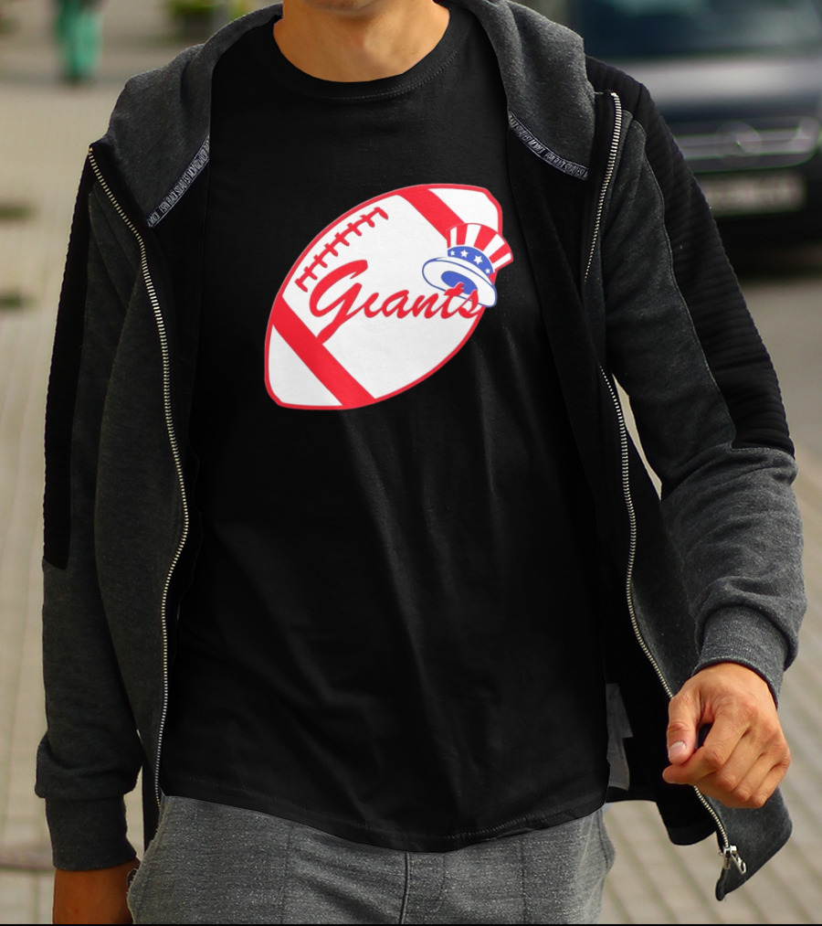 Giants Football Mashup With Yankees Hat NFL X MLB Collaboration T-Shirt