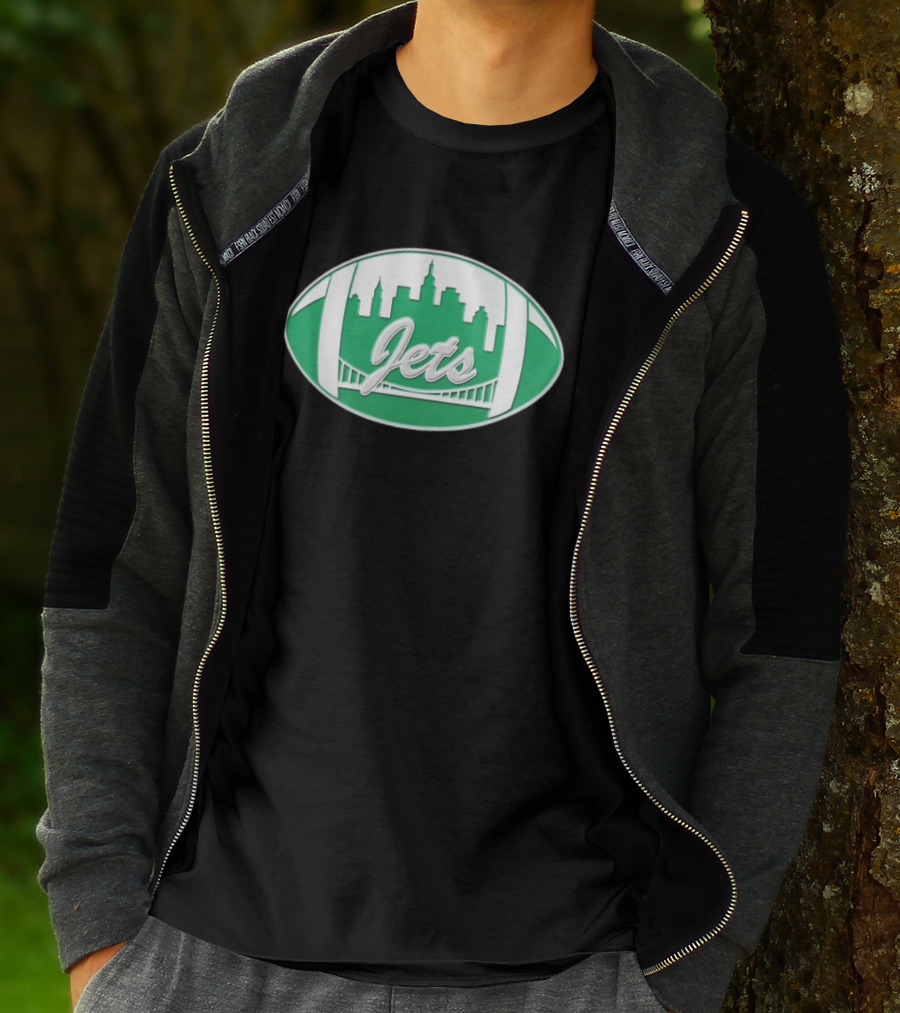 New York Jets Mets Skyline Green Football Bridge Logo NFL MLB Mashup T-Shirt