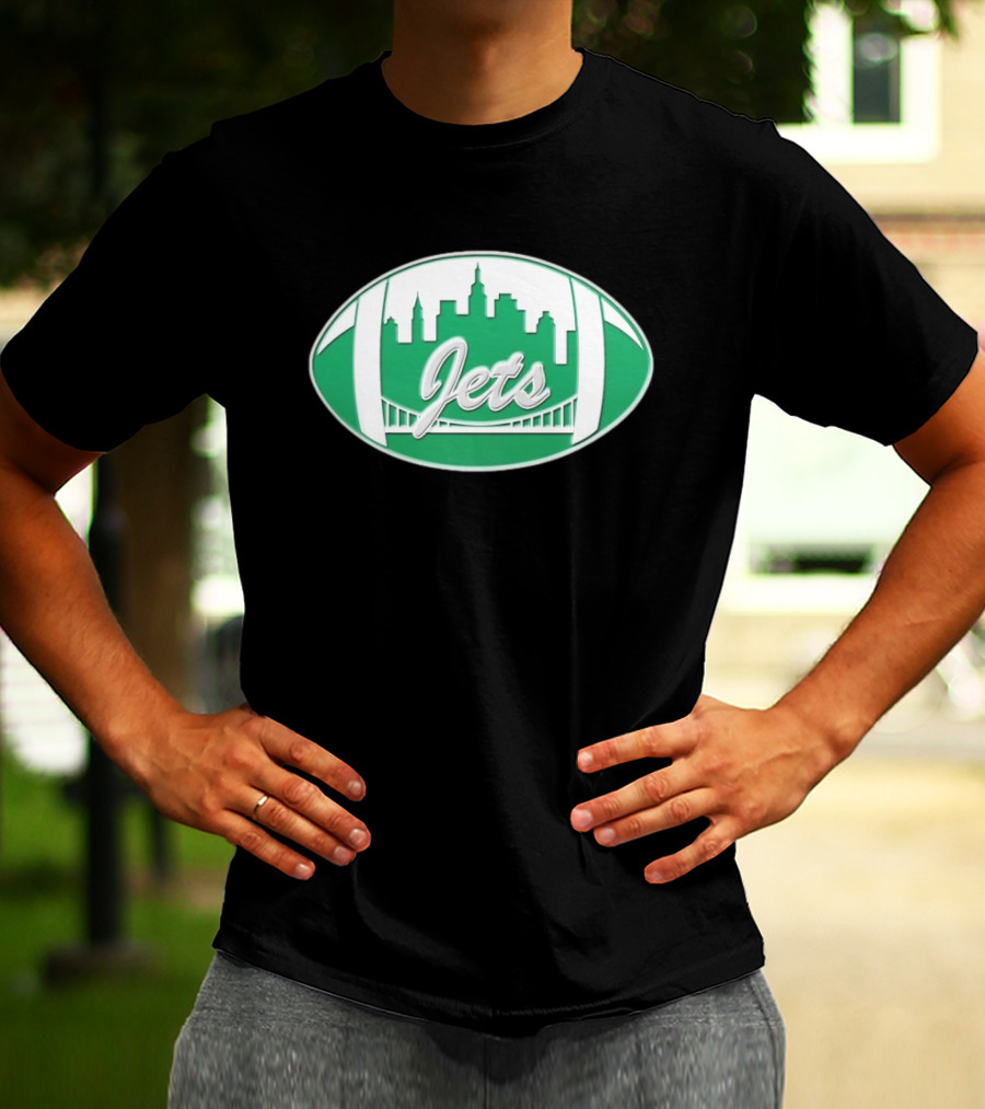 New York Jets Mets Skyline Green Football Bridge Logo NFL MLB Mashup T-Shirt