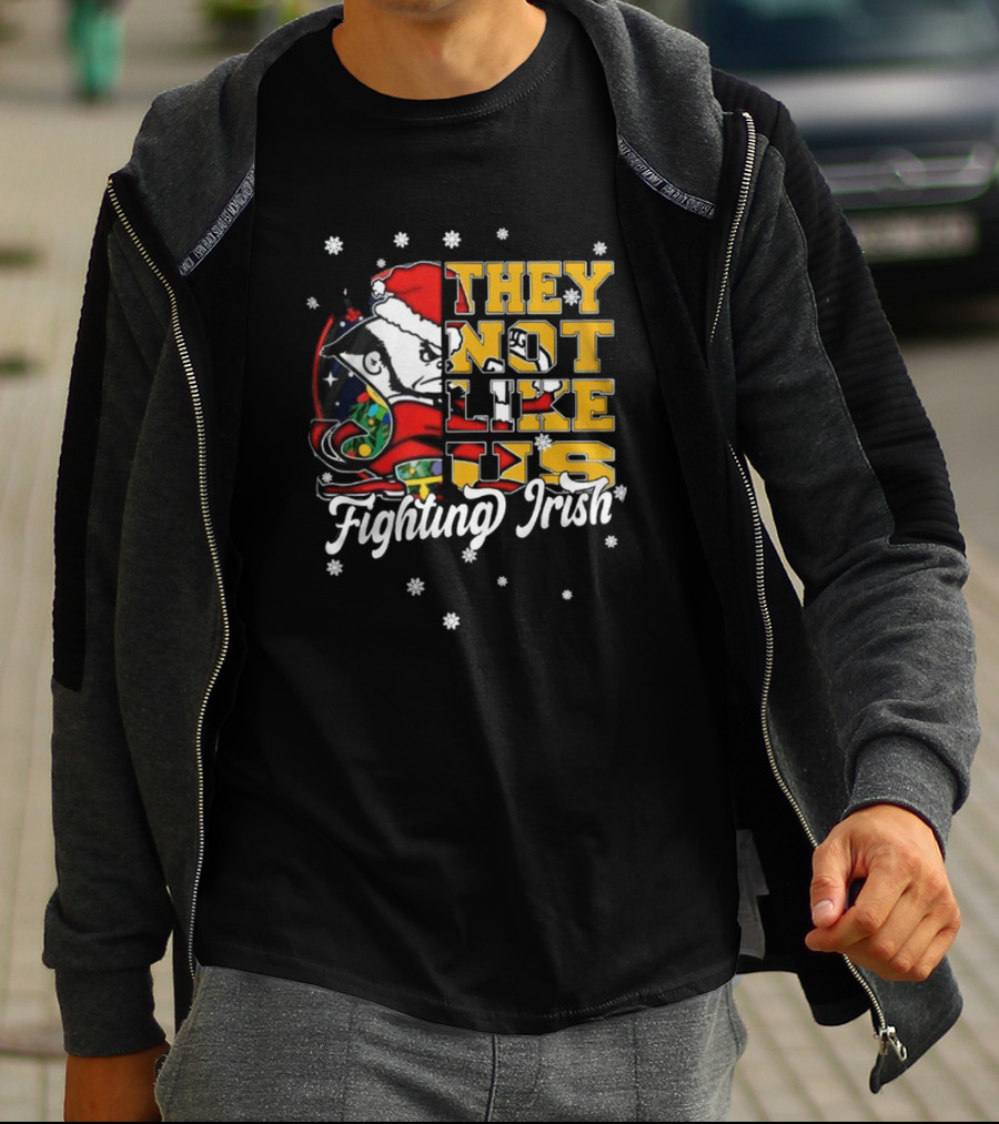 Notre Dame Fighting Irish They Not Like Us Christmas Mascot T-Shirt
