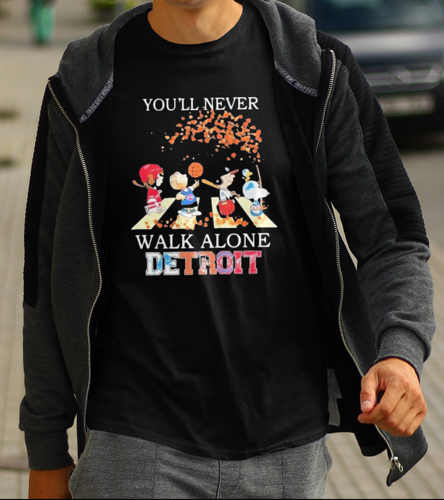 You'll Never Walk Alone Detroit Peanuts Characters Sports Team T-Shirt
