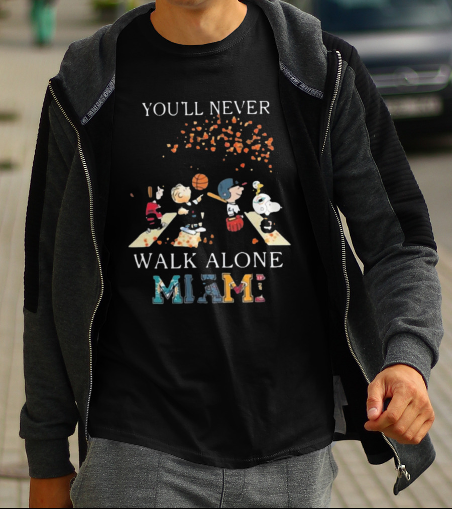 You'll Never Walk Alone Peanuts Miami Sports Team T-Shirt