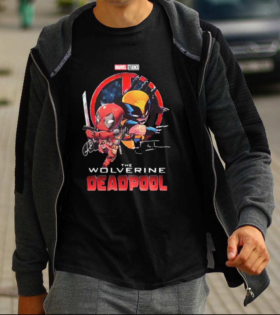 Marvel Studios Baby Deadpool And Wolverine Hugh Jackman And Ryan Reynolds Signatures T-Shirt