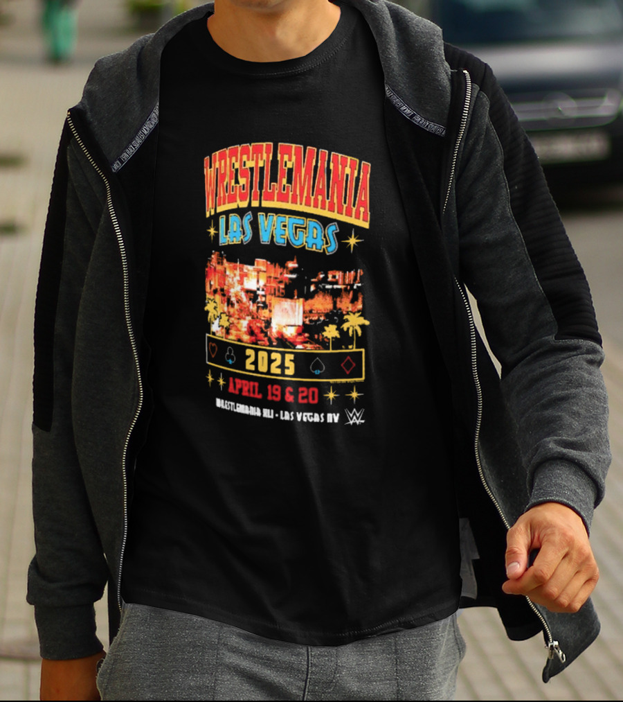 Wrestlemania Las Vegas 2025 April 19 And 20 Skyline WWE Event Ripple Junction T-Shirt