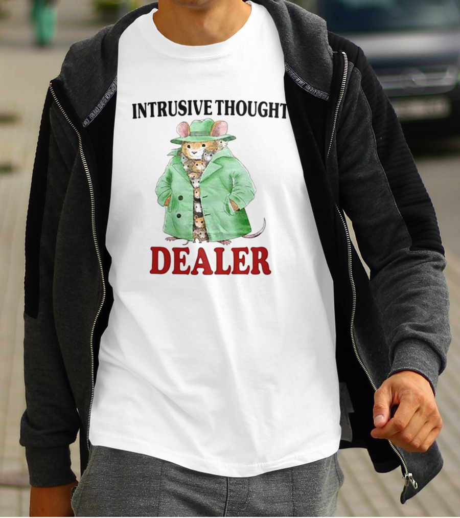 Intrusive Thought Dealer Mouse In Trench Coat T-Shirt