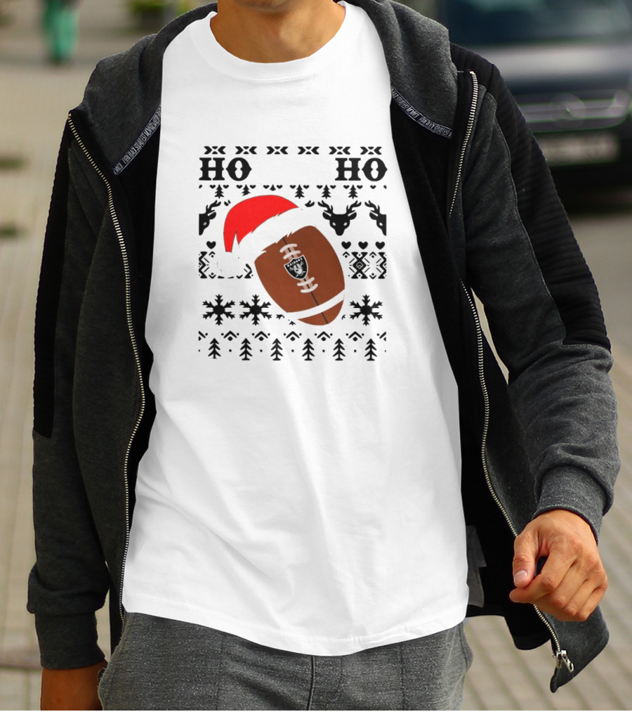 Las Vegas Raiders Football Santa Claus Ho Ho Ho Christmas NFL T-Shirt