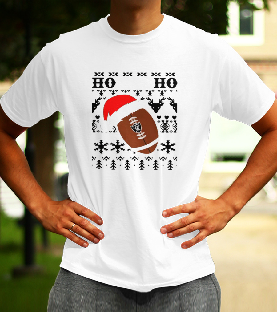 Las Vegas Raiders Football Santa Claus Ho Ho Ho Christmas NFL T-Shirt