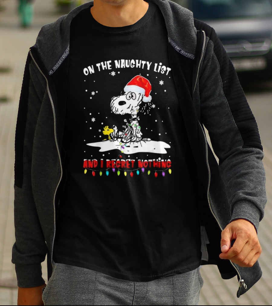 Snoopy On The Naughty List And I Regret Nothing Christmas T-Shirt
