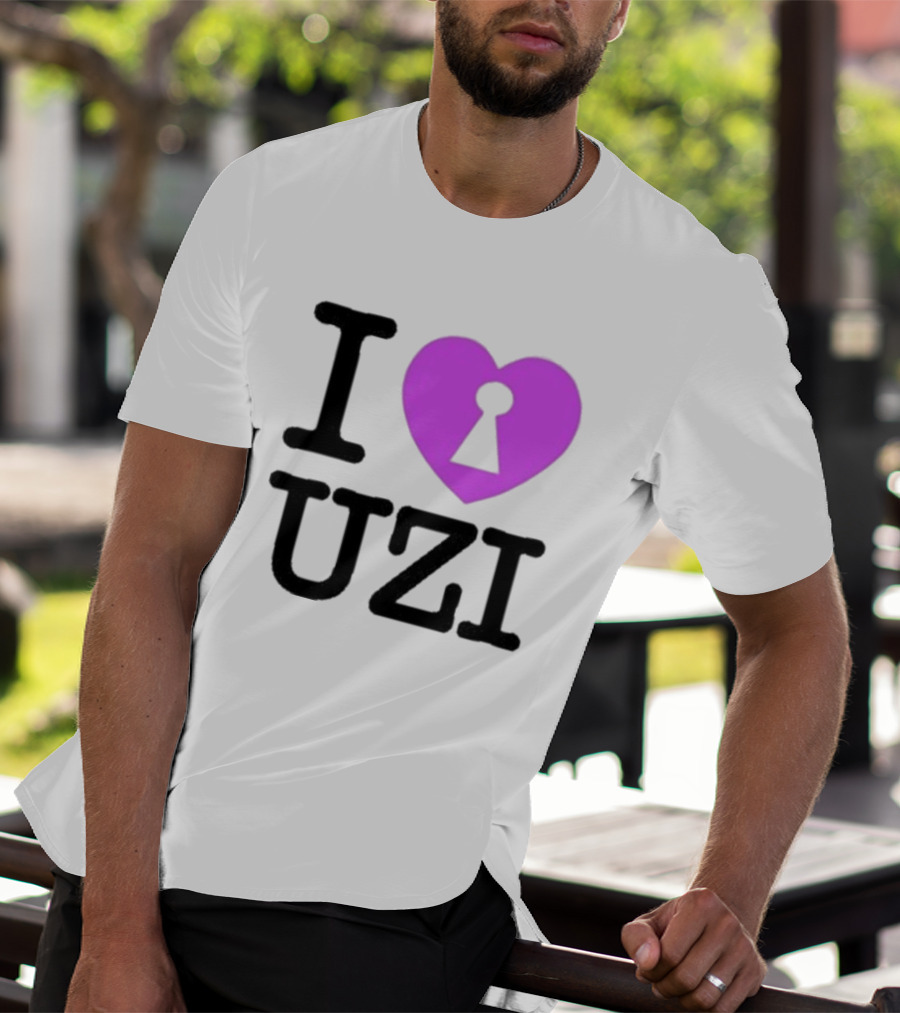 I Love Heart Keyhole Uzi T-Shirt