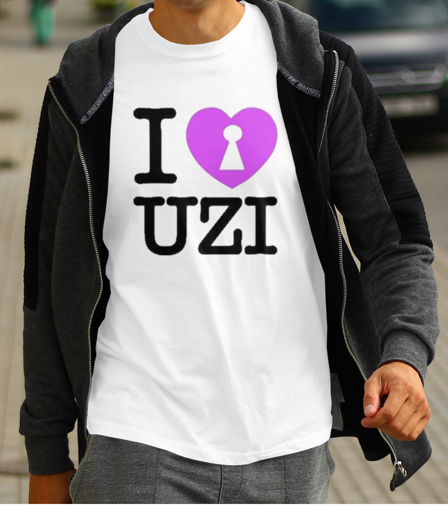 I Love Heart Keyhole Uzi T-Shirt