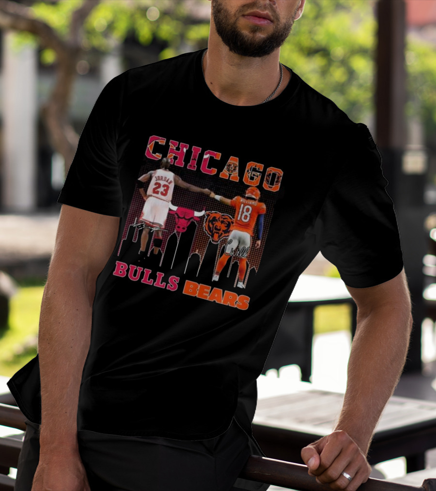 Chicago Bulls Michael Jordan Chicago Bears Caleb Williams City Signatures T-Shirt