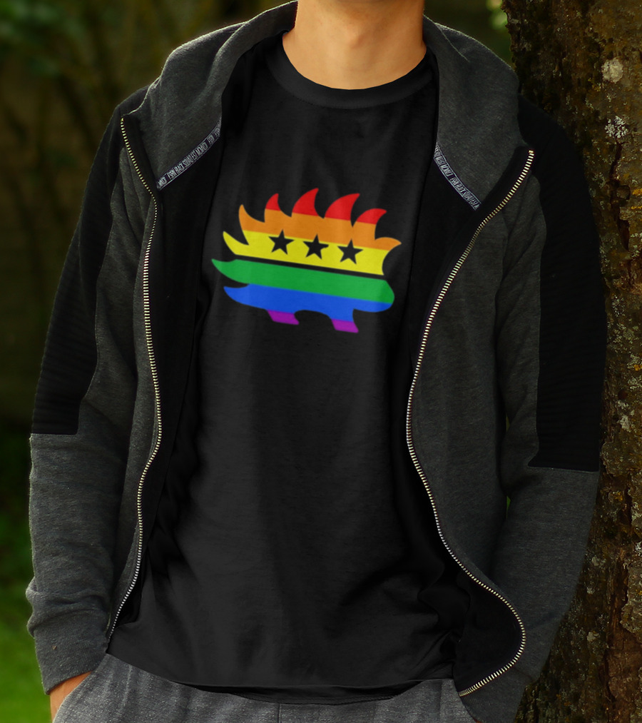 Dr. Simon Goddek Libertarian Porcupine Rainbow Flag Stars T-Shirt