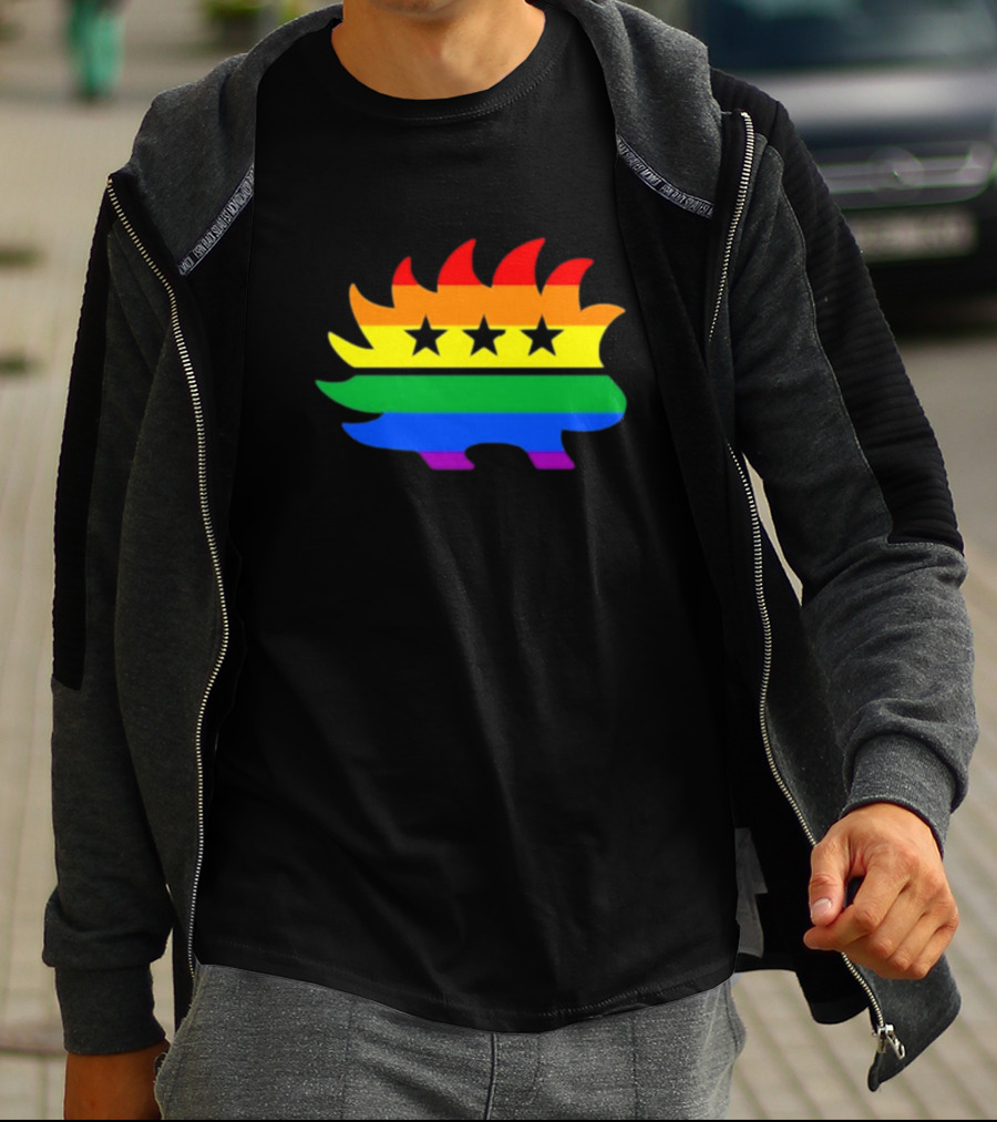 Dr. Simon Goddek Libertarian Porcupine Rainbow Flag Stars T-Shirt