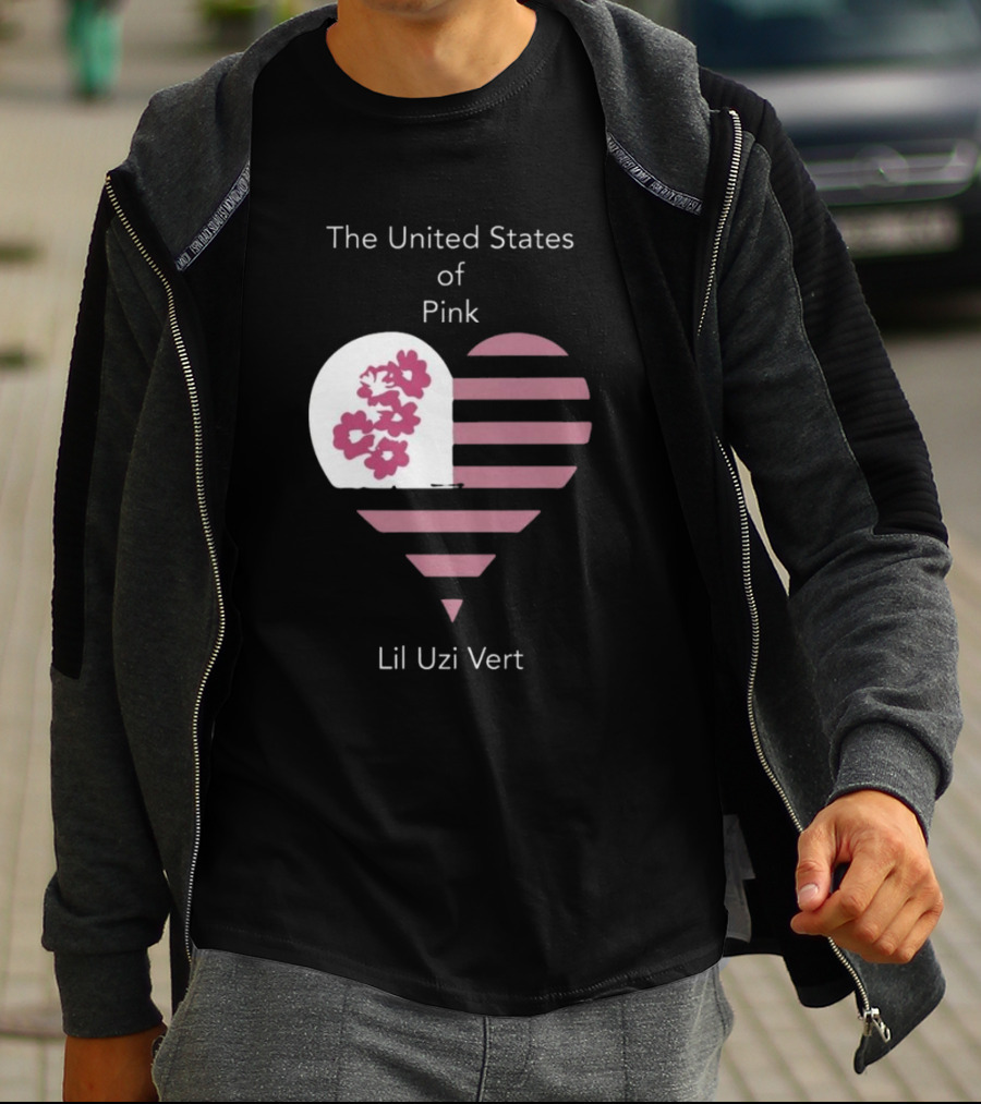 Lil Uzi Vert Heart Pink Stripes Flowers United States Of Pink T-Shirt