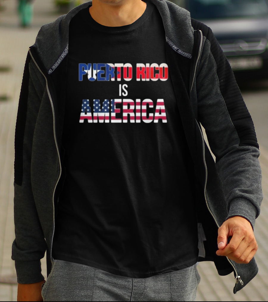 Puerto Rico Is America Flag Typography T-Shirt