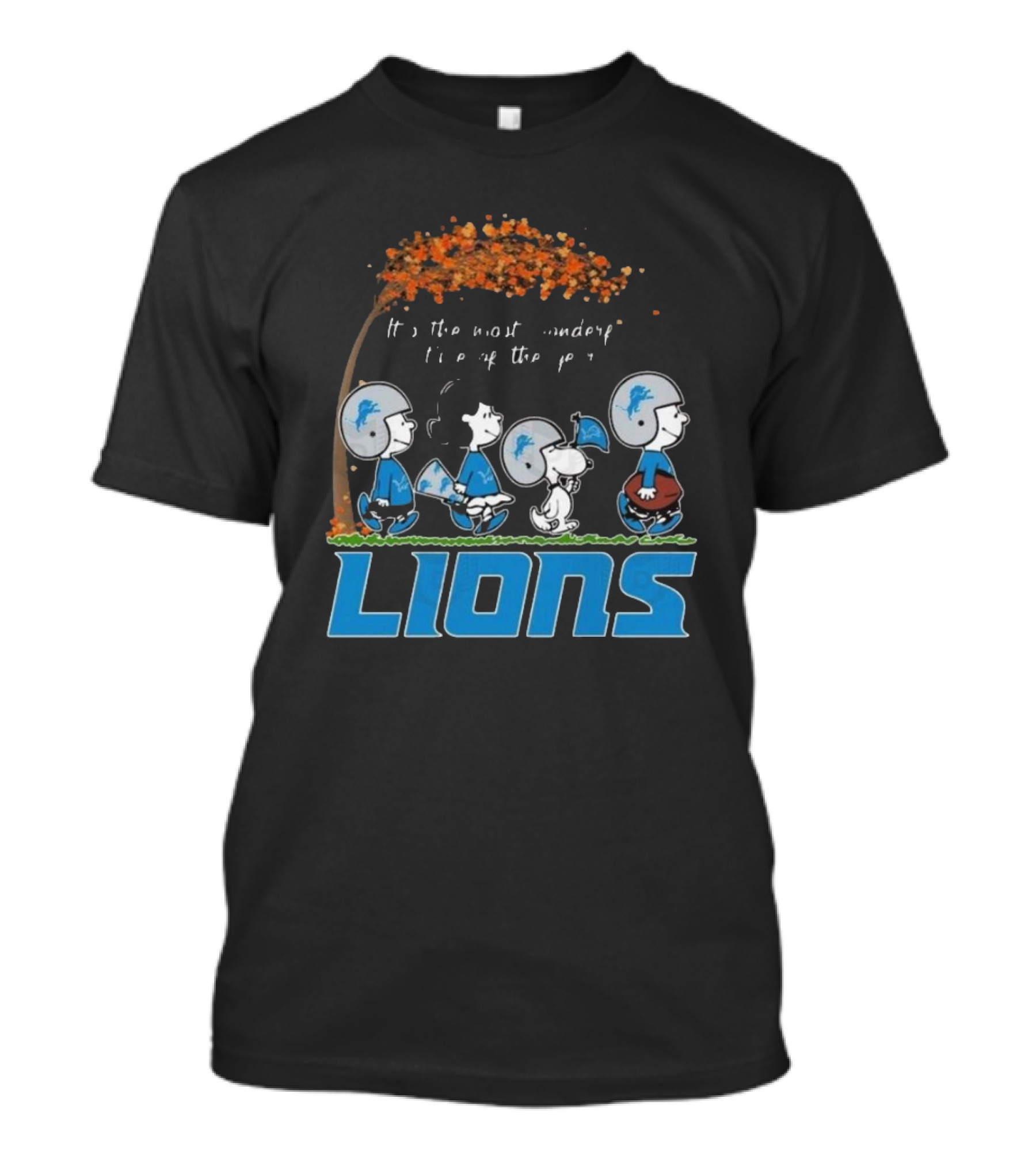 Peanuts Characters It's The Most Wonderful Time Of The Year Detroit Lions T-Shirt