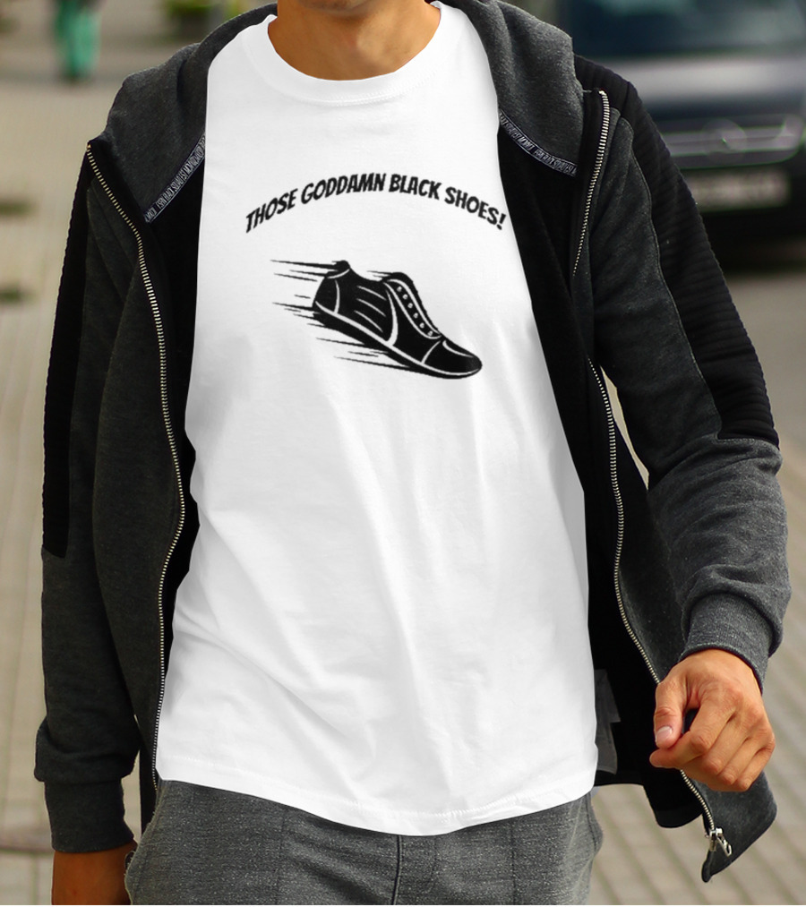 Forensic Files Those Goddamn Black Shoes Sneakers Racing Motif T-Shirt