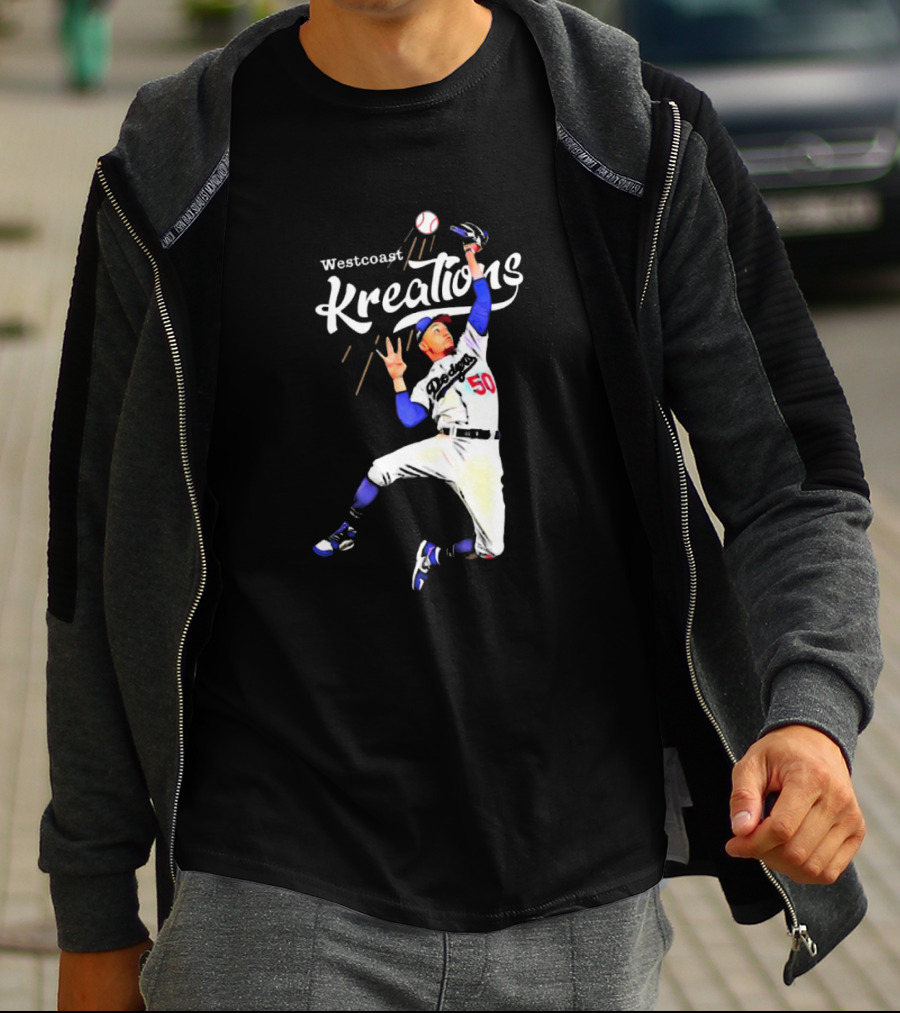 Mookie Betts Los Angeles Dodgers Westcoast Kreations Catching Action T-Shirt