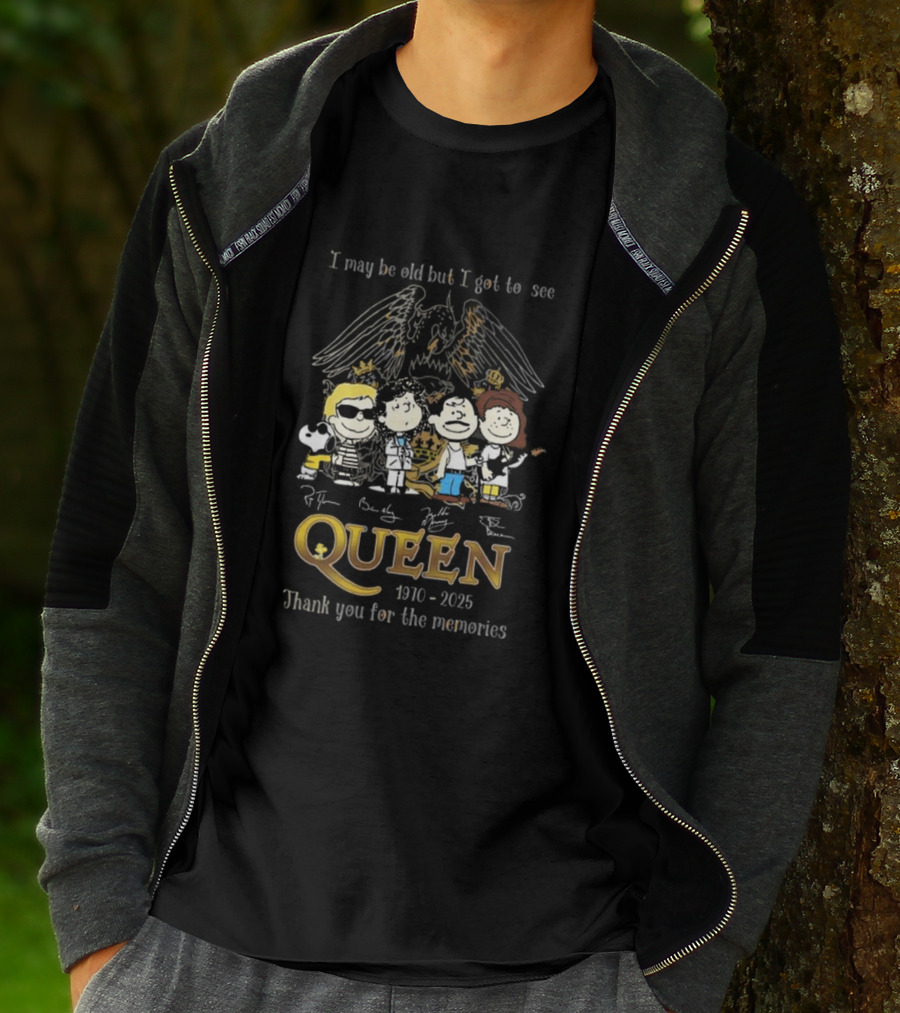Peanuts Characters Queen 1970-2025 Thank You For The Memories Signatures T-Shirt