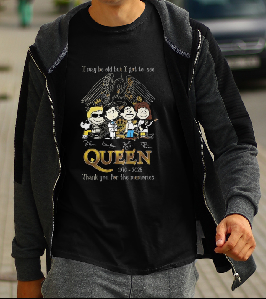 Peanuts Characters Queen 1970-2025 Thank You For The Memories Signatures T-Shirt