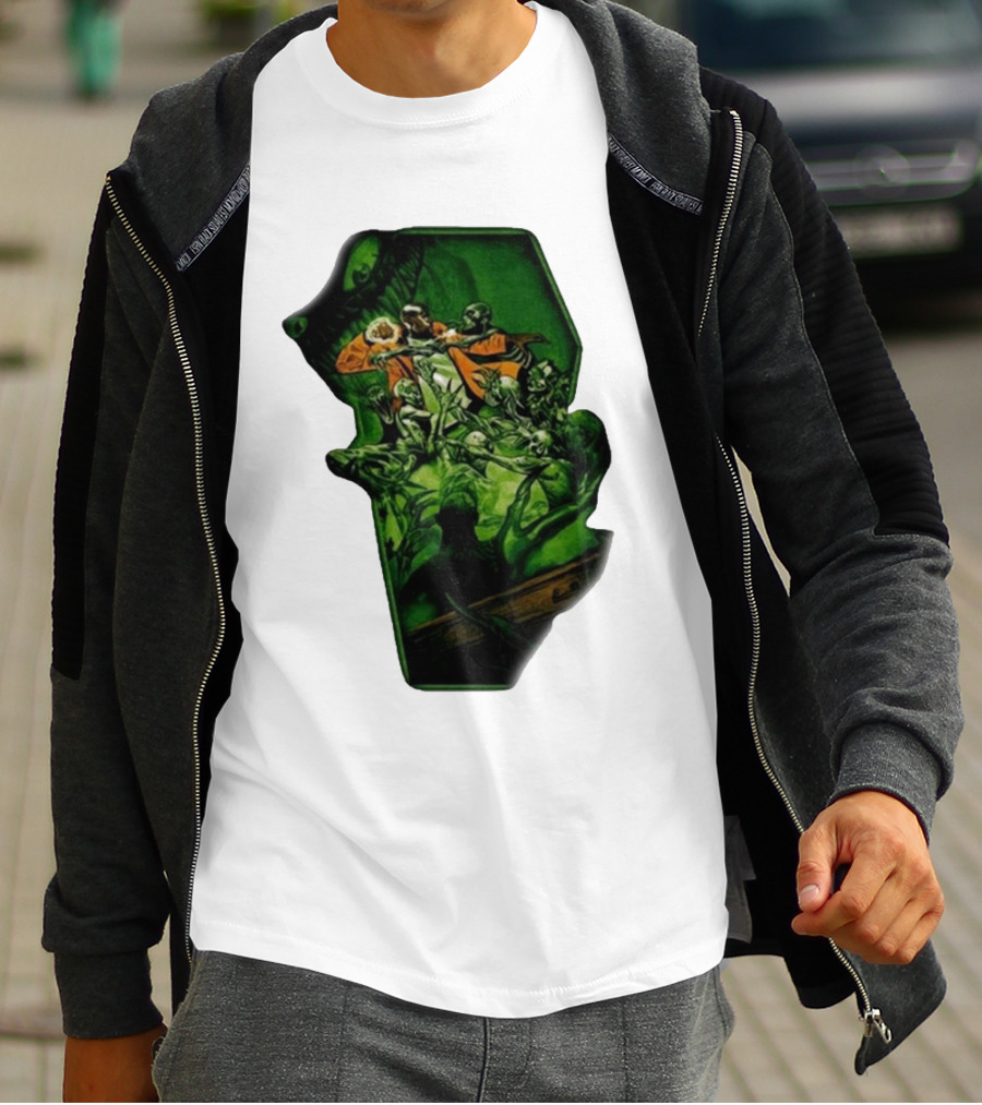 You Only Die 1nce SS Freddie Gibbs Zombie Battle Green Scene T-Shirt