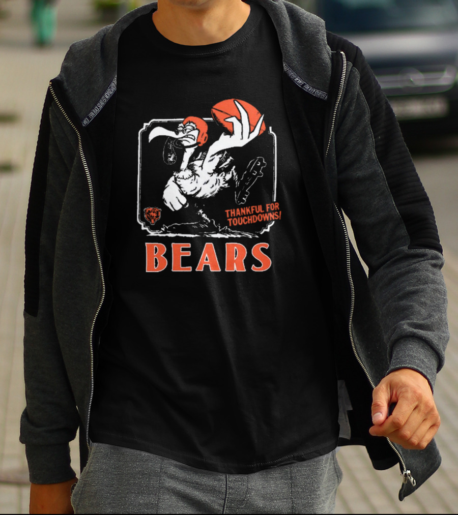 Chicago Bears Thankful For Touchdowns Goose Football Helmet T-Shirt