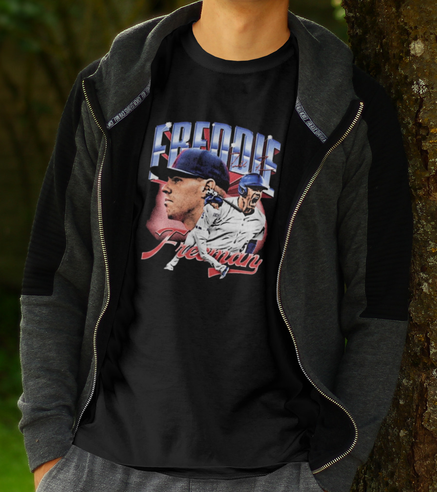 Freddie Freeman Los Angeles Dodgers Vintage Collage MLB Signature T-Shirt