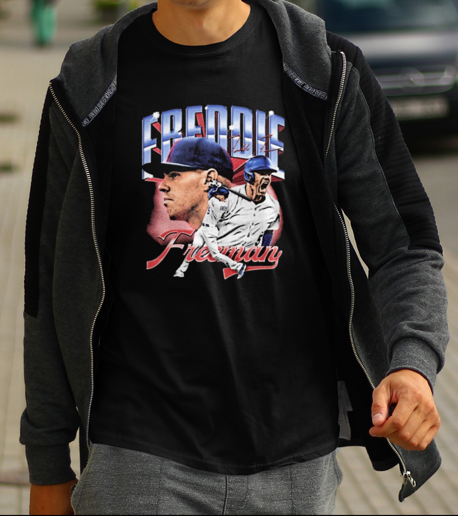 Freddie Freeman Los Angeles Dodgers Vintage Collage MLB Signature T-Shirt