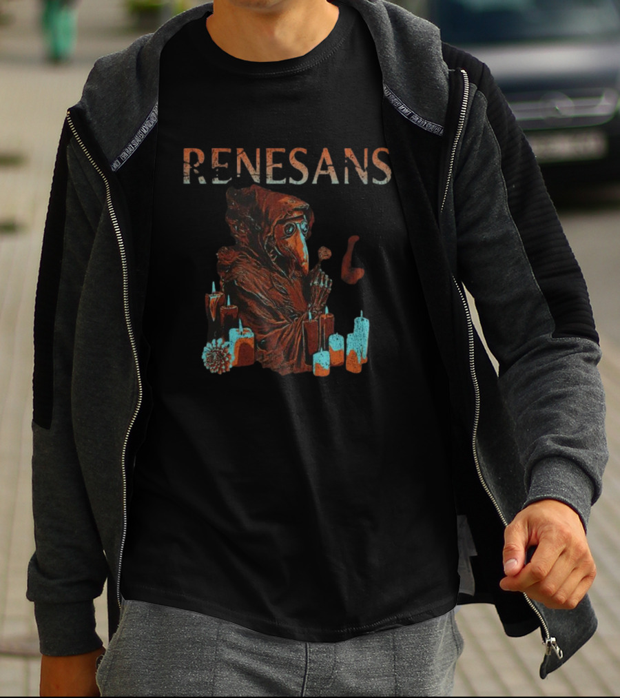 Renesans Plague Doctor Surrounded By Candles T-Shirt
