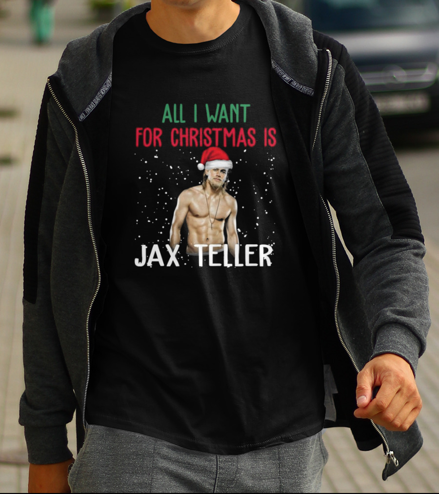 All I Want For Christmas Is Jax Teller Santa Hat Snowflakes T-Shirt