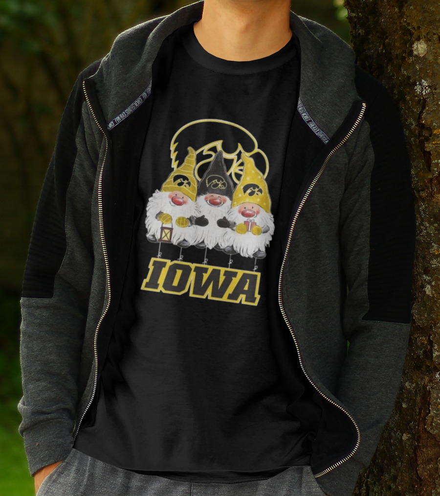 Iowa Hawkeyes Gnomes Merry Christmas T-Shirt