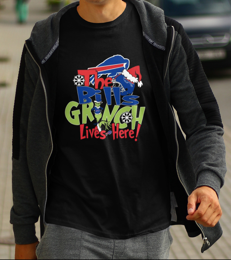 Buffalo Bills Grinch Lives Here Christmas T-Shirt