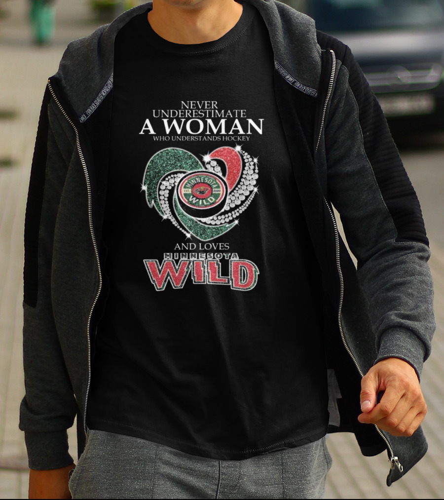 Never Underestimate A Woman Who Understands Hockey And Loves Minnesota Wild T-Shirt