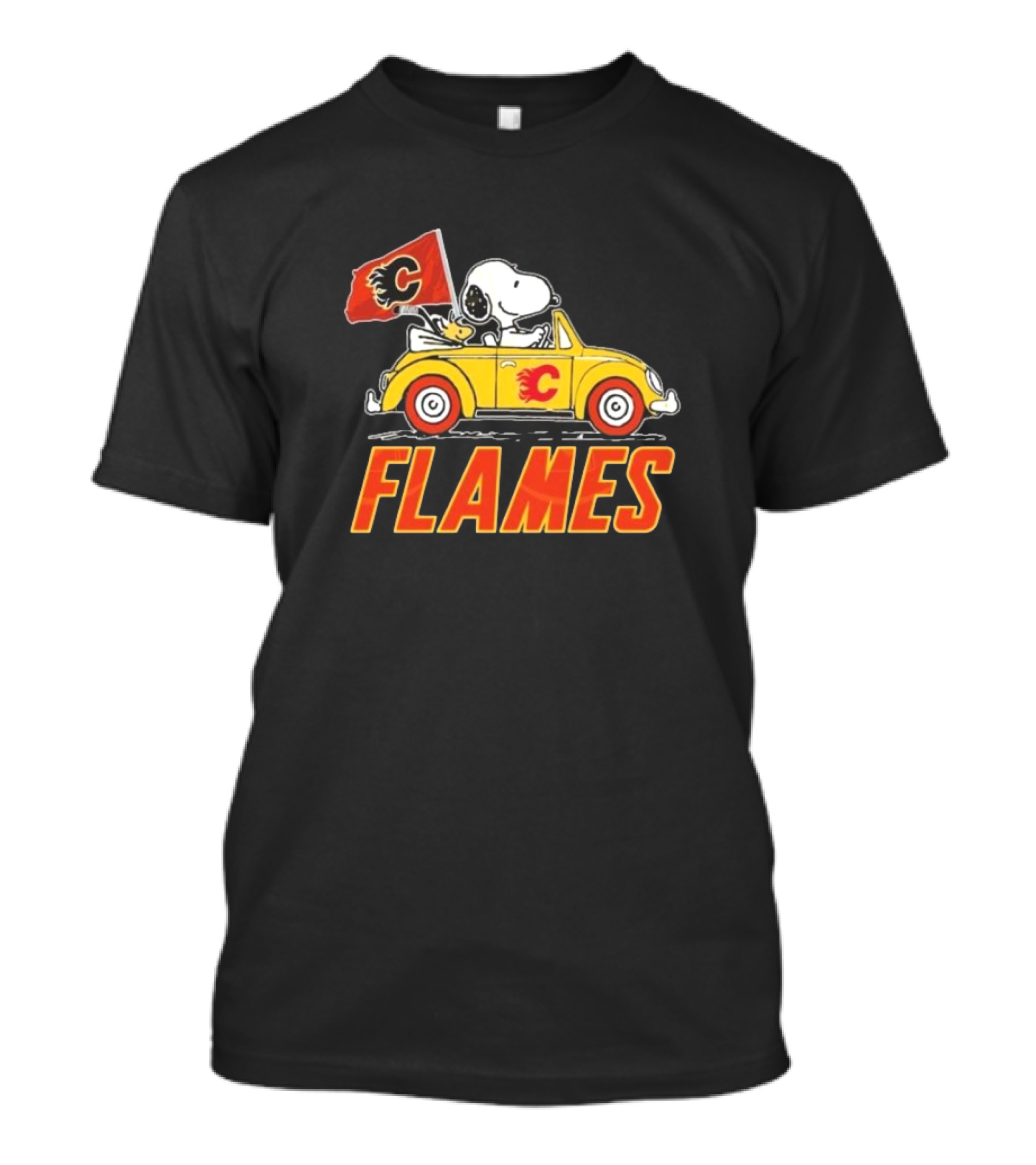 Snoopy Woodstock Driving Calgary Flames Car T-Shirt