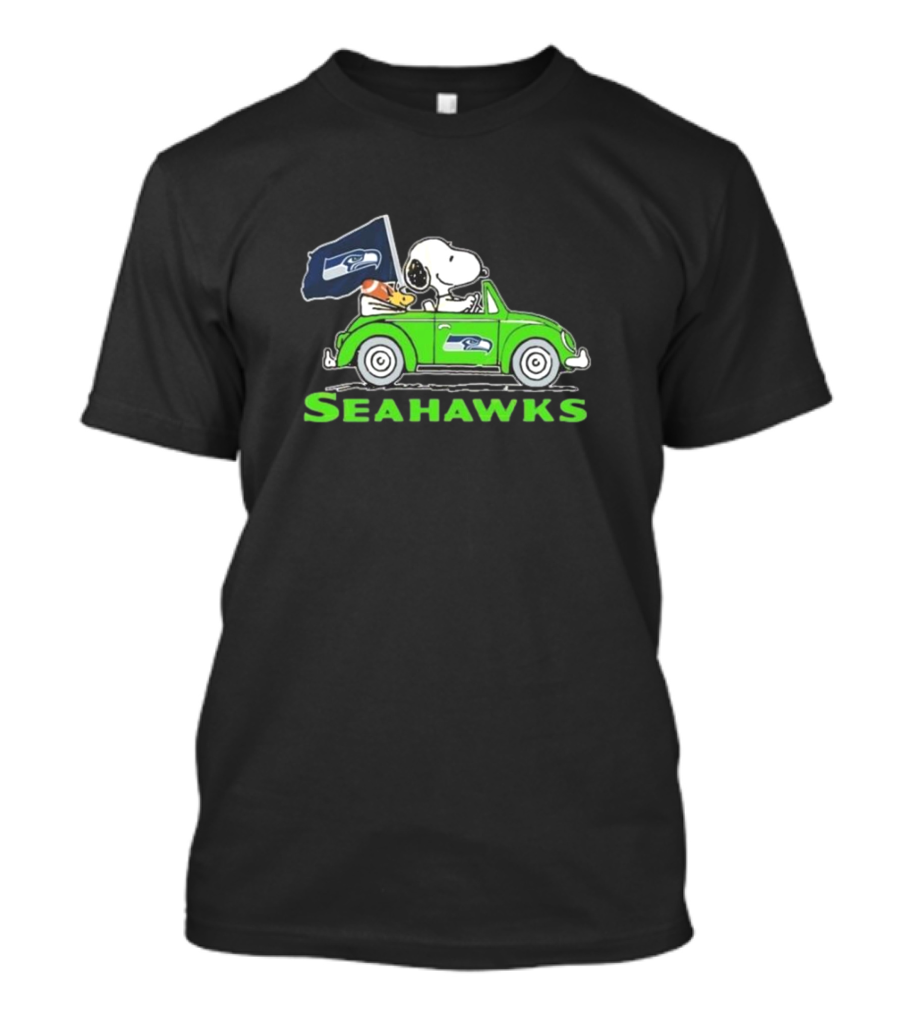 Snoopy And Woodstock Driving Seattle Seahawks Car T-Shirt