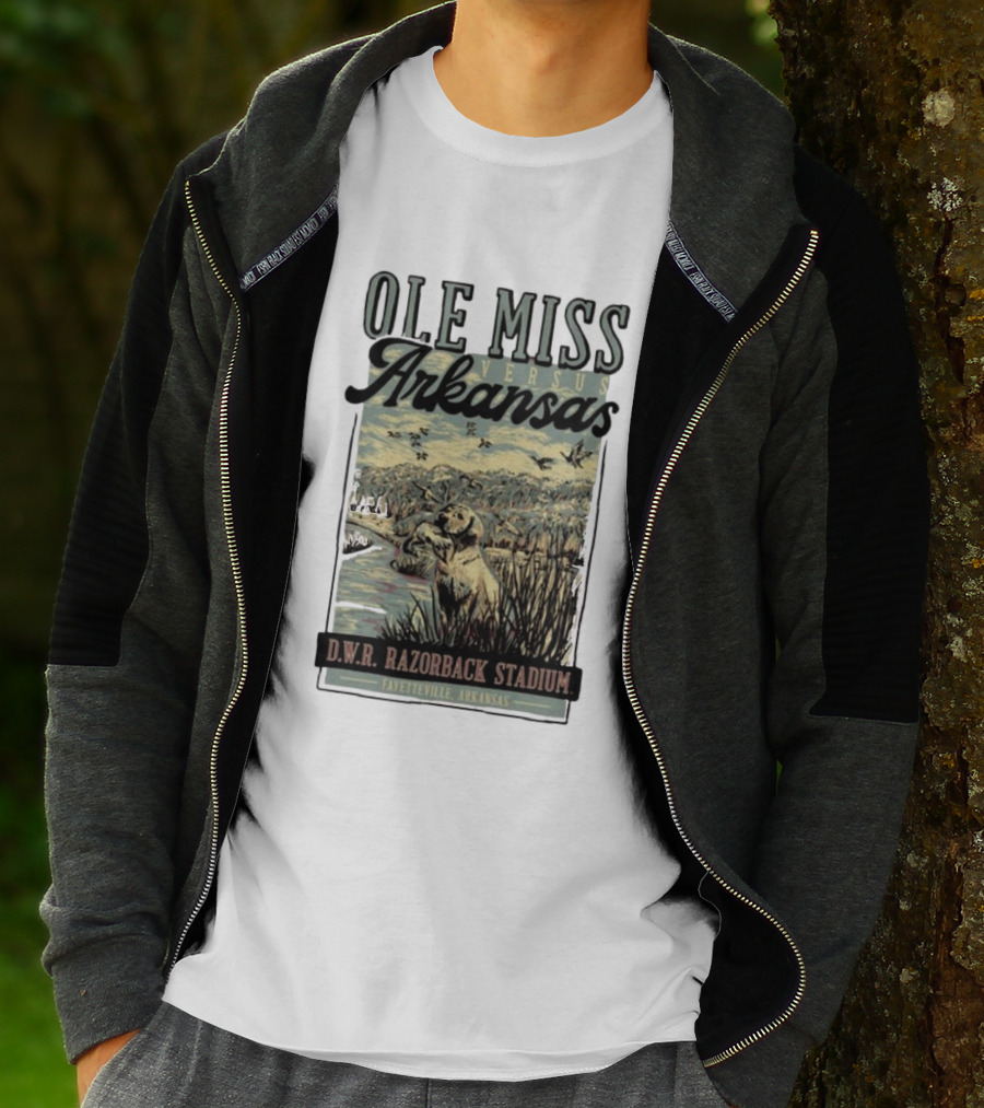 Ole Miss Versus Arkansas D.W.R. Razorback Stadium Fayetteville Game Day T-Shirt