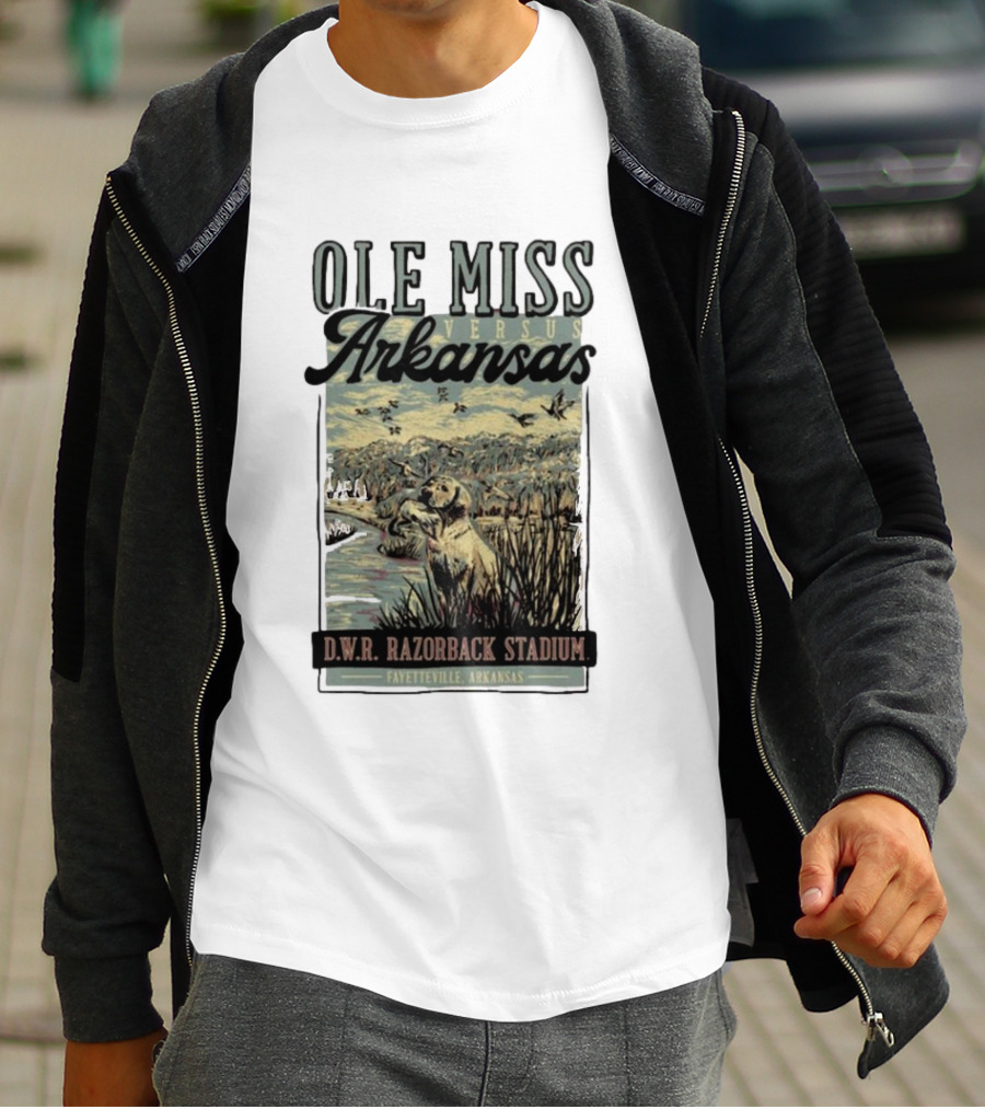Ole Miss Versus Arkansas D.W.R. Razorback Stadium Fayetteville Game Day T-Shirt