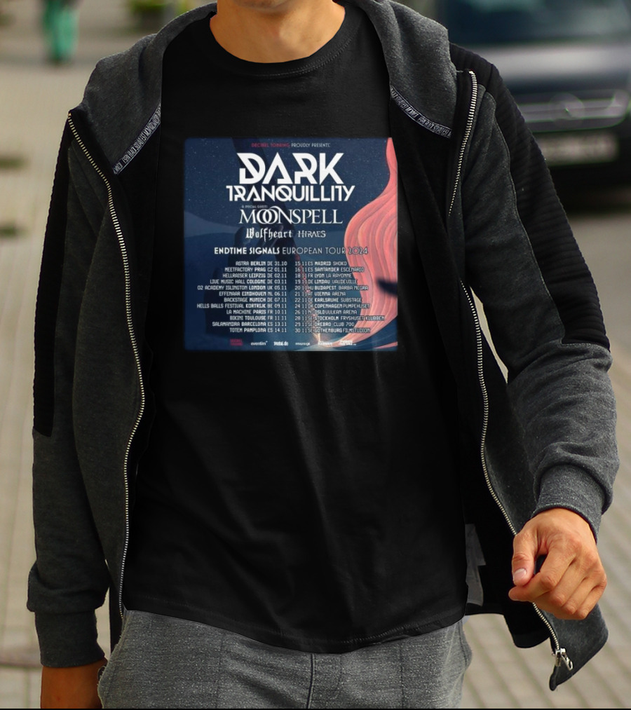 Dark Tranquillity Moonspell Wolfheart Hinayana Endtime Signals European Tour T-Shirt