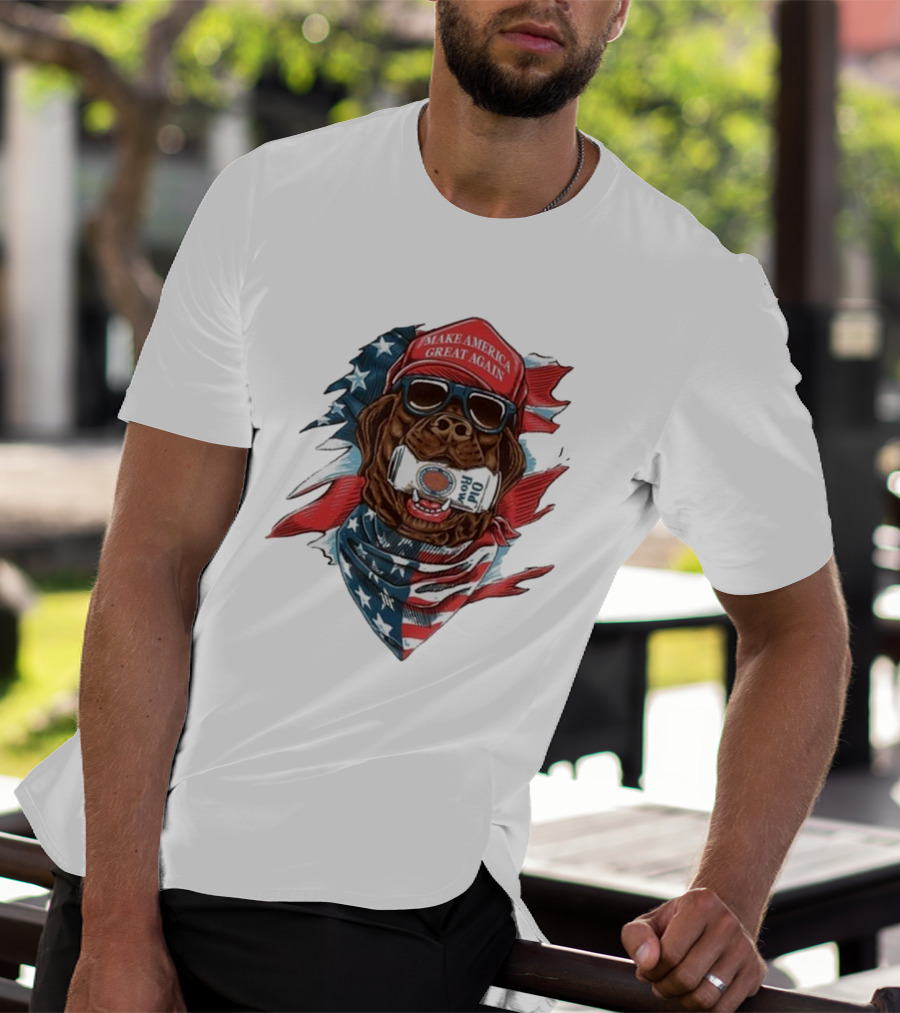Make America Great Again Dog Old Row American Flag Bandana T-Shirt