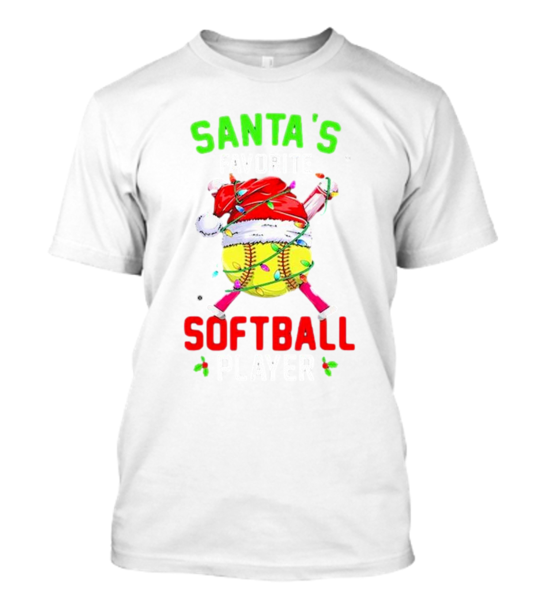 Santa's Favorite Softball Christmas Player T-Shirt