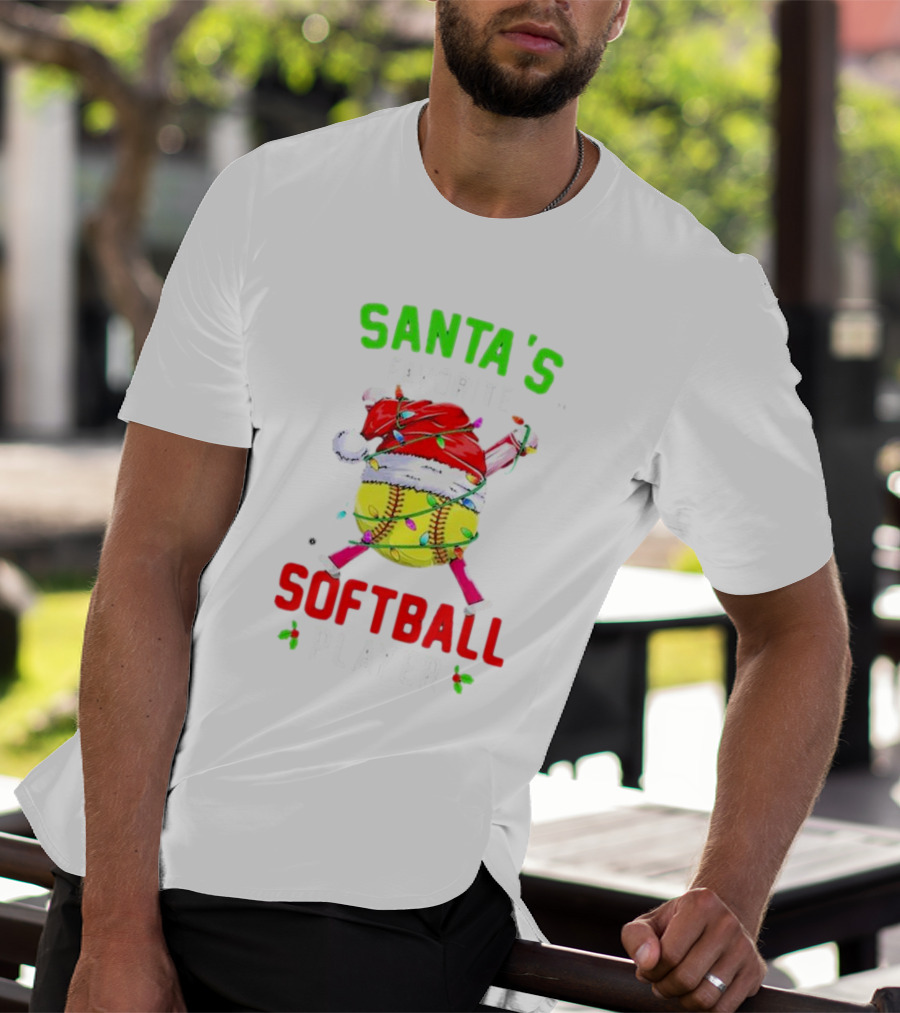 Santa's Favorite Softball Christmas Player T-Shirt