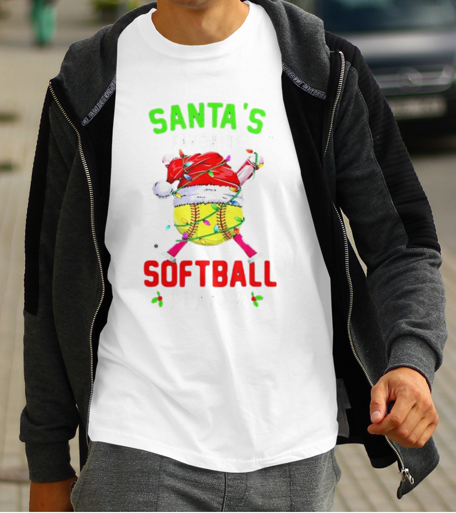 Santa's Favorite Softball Christmas Player T-Shirt