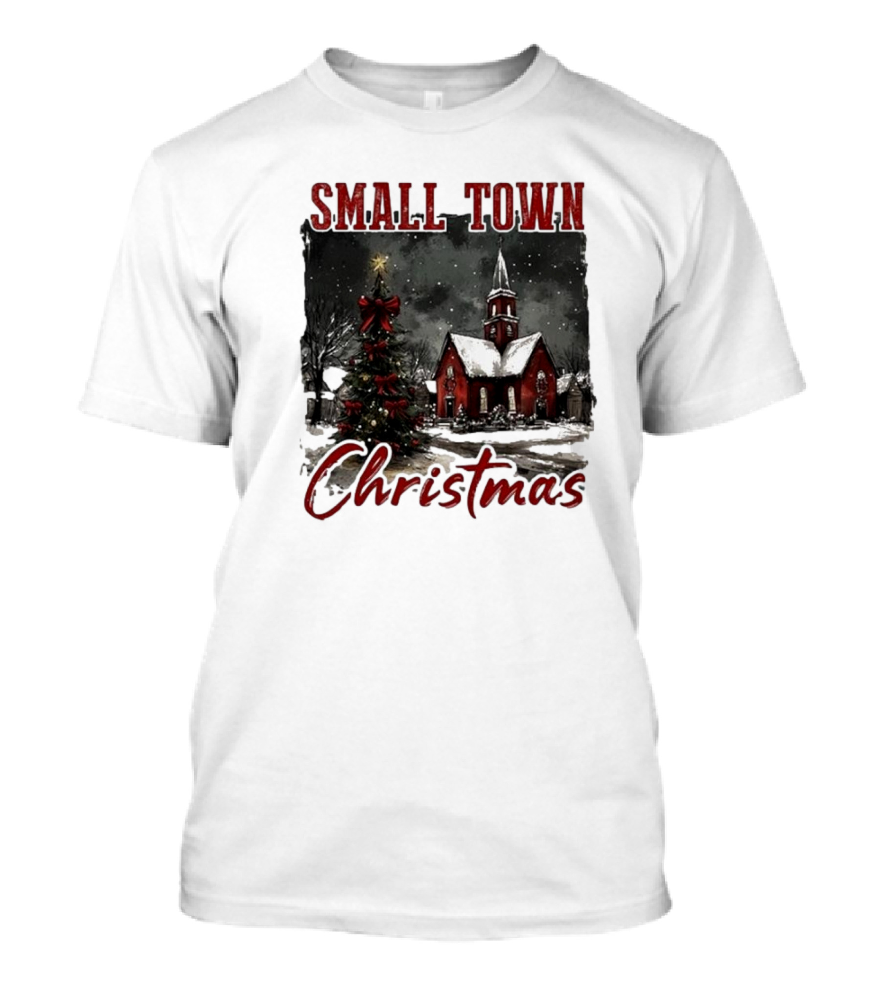 Small Town Christmas Vintage Retro T-Shirt