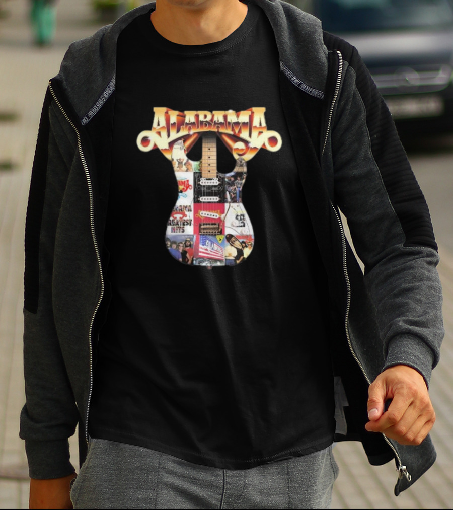 Alabama Black Guitar Band Collage Greatest Hits T-Shirt