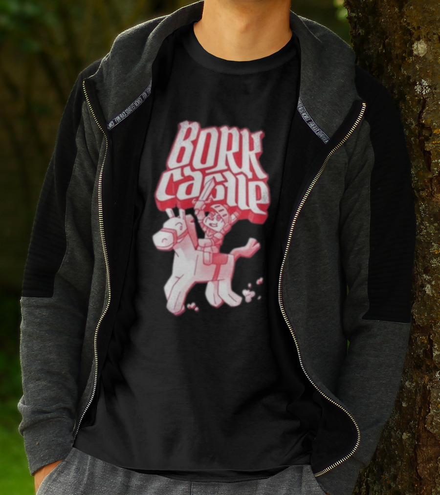 Bork Castle Cartoon Knight Riding Horse T-Shirt