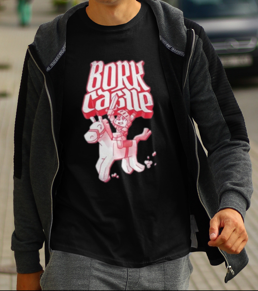 Bork Castle Cartoon Knight Riding Horse T-Shirt